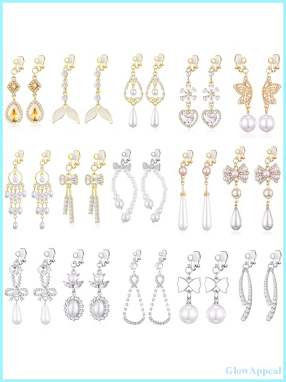 15 Pairs Clip On Earrings for Women, Lightweight Non Piercing Earring Sets